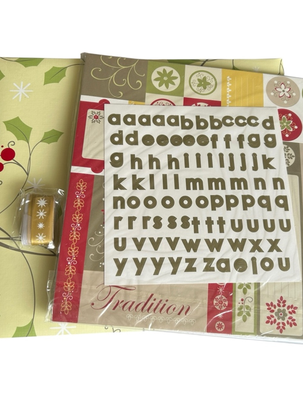 S.E.I. Scrapbook in a Box 12x12 Album Green Red Holly Scrapbooking Kit Holiday